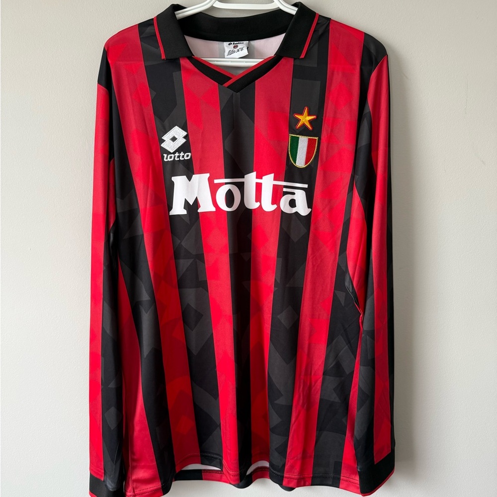Paolo Maldini AC Milan Lotto New Men’s Retro Vintage Long Sleeve Soccer Jersey